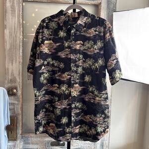 David Taylor Tropical Tiki Beach Palm Tree Hawaiian Shirt Size XLT 100% Cotton